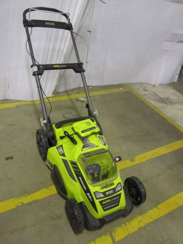 lot 12 image: Ryobi 20 in. 40-Volt Brushless Lithium-Ion Cordless Electric Lawn Mower