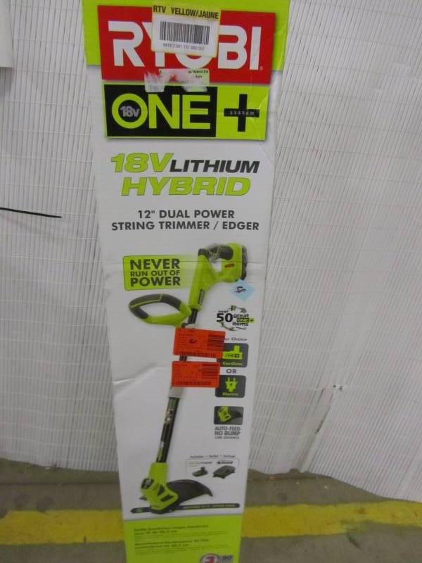 lot 25 image: ONE 18-Volt Lithium-Ion Hybrid Electric Cordless String TrimmerEdger