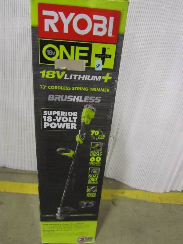 lot 26 image: Ryobi ONE 18-Volt Lithium-Ion Brushless Cordless String Trimmer