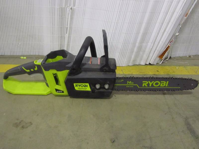 lot 30 image: Ryobi 14 in. 40-Volt Lithium-Ion Brushless Cordless Chainsaw