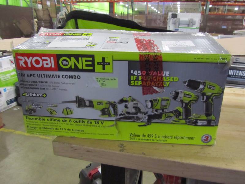 lot 49 image: Ryobi ONE 18-Volt Lithium-Ion Ultimate Combo Kit (6-Tool)