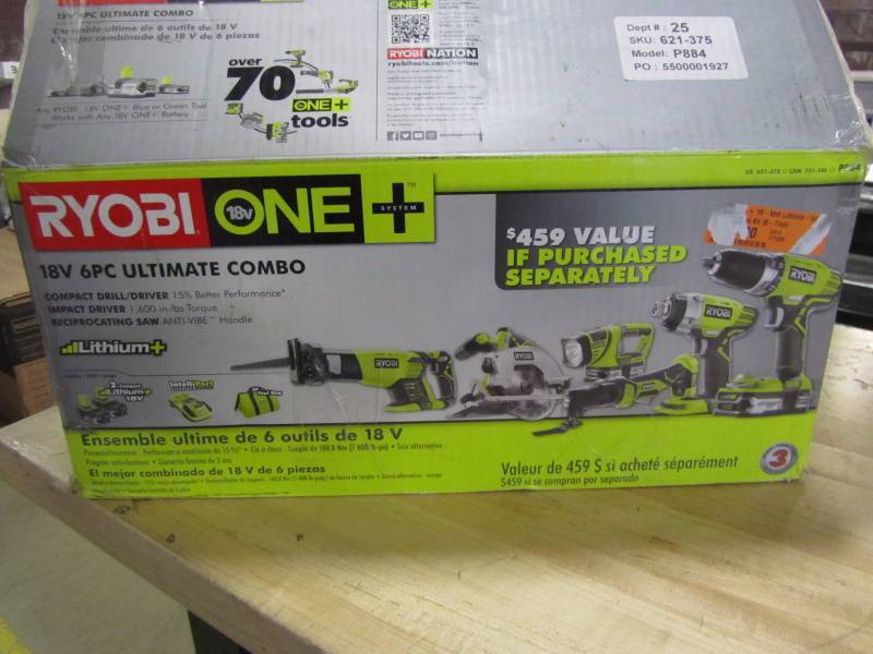 lot 51 image: Ryobi ONE 18-Volt Lithium-Ion Ultimate Combo Kit (6-Tool)