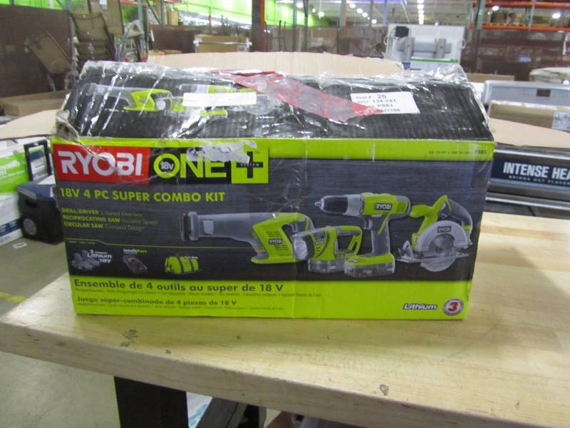 lot 52 image: Ryobi ONE 18-Volt Lithium-Ion Super Combo Kit