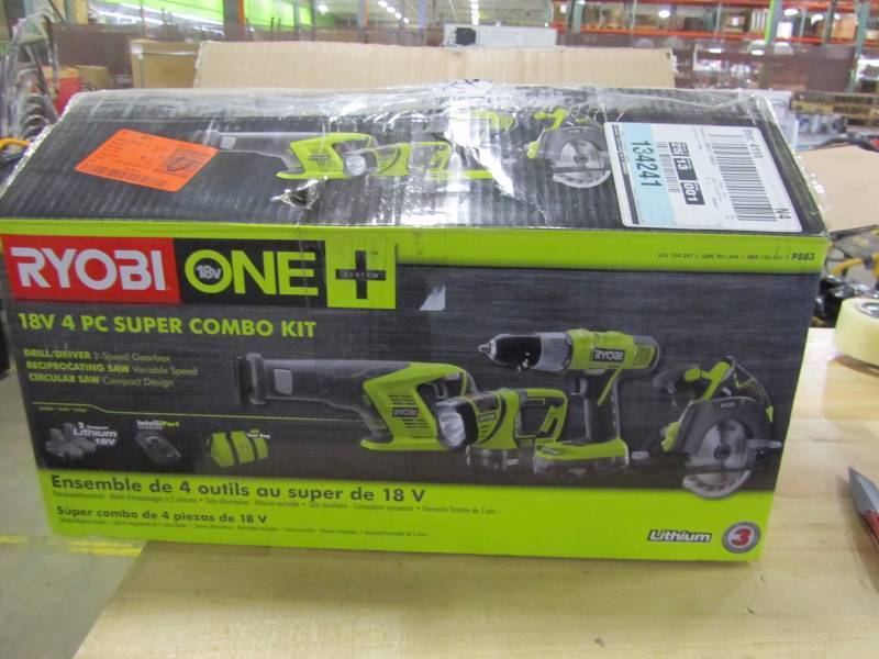 lot 53 image: Ryobi ONE 18-Volt Lithium-Ion Super Combo Kit (4-Piece)