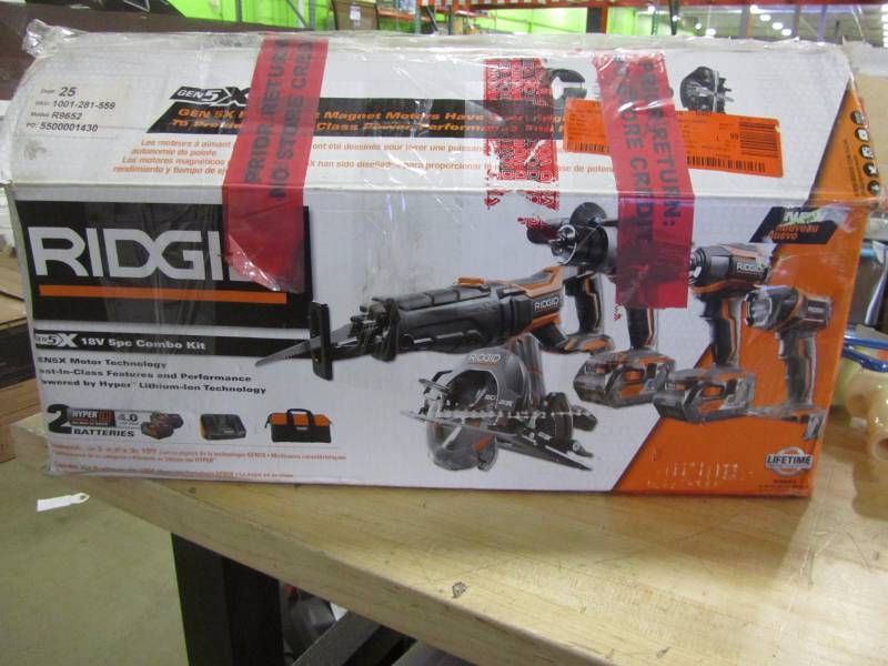 lot 62 image: RIDGID GEN5X 18-Volt Lithium-Ion Cordless Combo Kit (5-Piece)