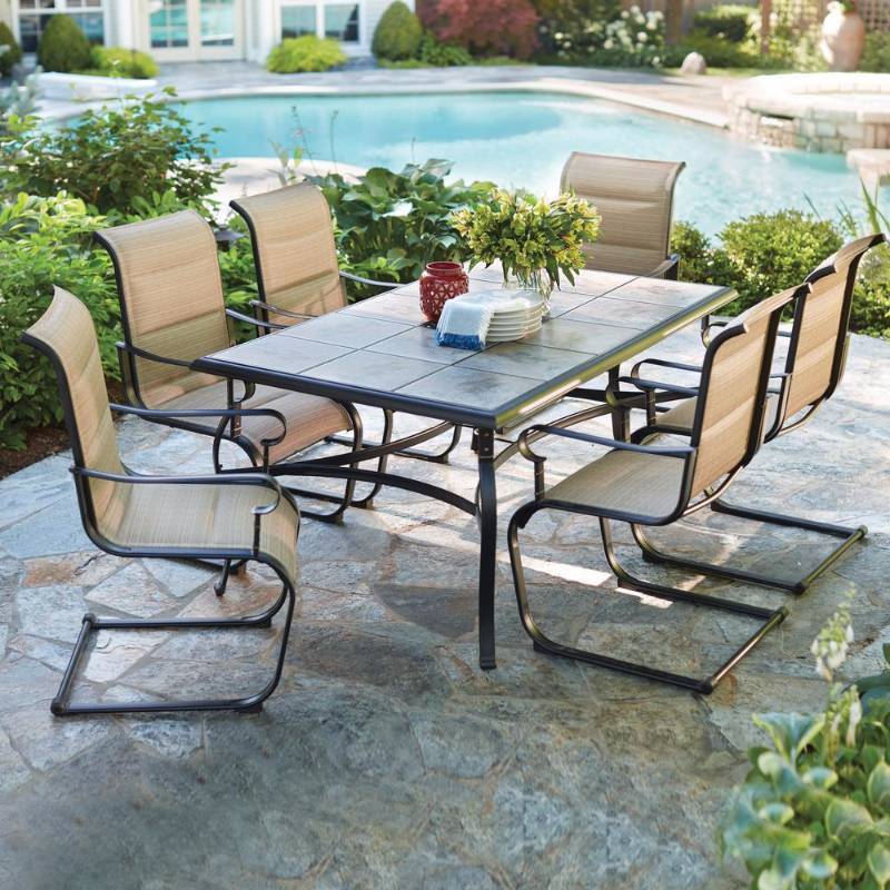 lot 35 image: Hampton Bay Belleville 7-Piece Padded Sling Outdoor Dining Set