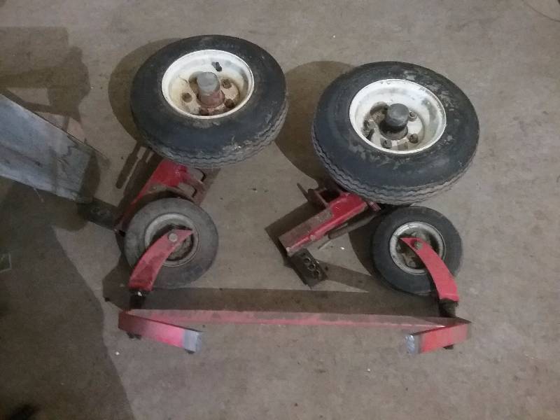 lot 63 image: Set of Tires on Spindles - 4.80-8, 5 Lug & Set 2.80-4 Tires