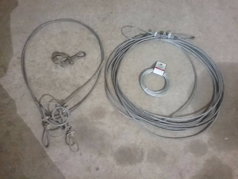 lot 67 image: Lot - 50FT Cable, Cable Clamp, & 18 x 50ft Cable
