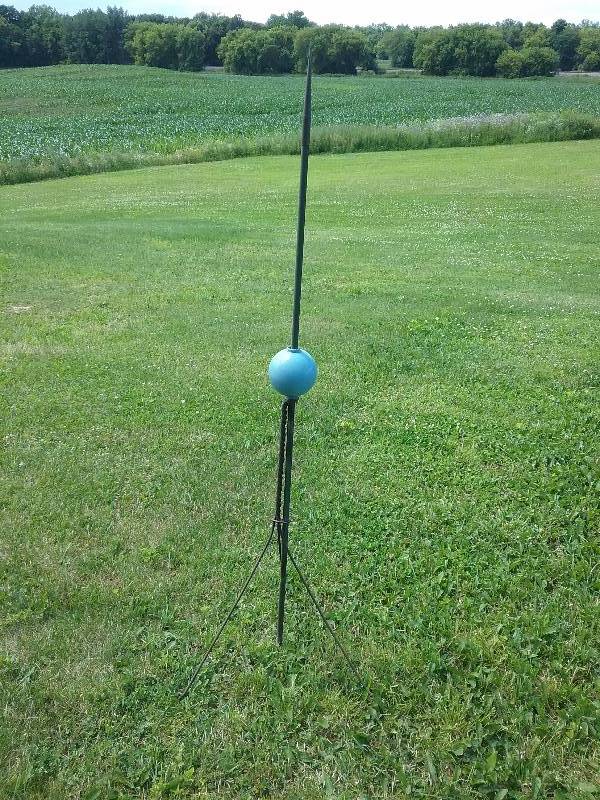 lot 70 image: Vintage Lightning Rod with Blue MilkGlass Globe