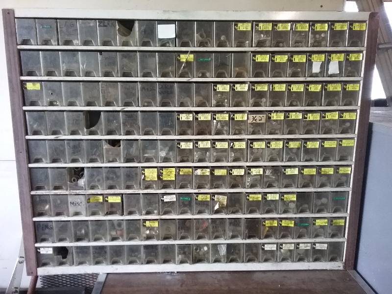 lot 150 image: Large Lot - 162 Bin NutBolt Organizer, 14 - 34, very organized