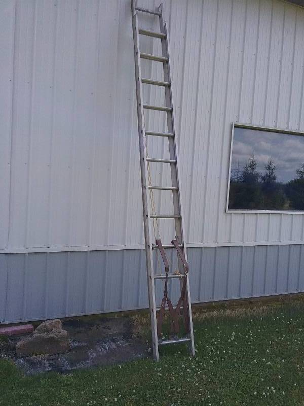 lot 153 image: 24ft Extension Ladder & Brackets