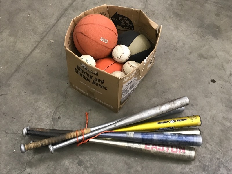 lot 37 image: Lot Of Assorted Sports Balls & Base...