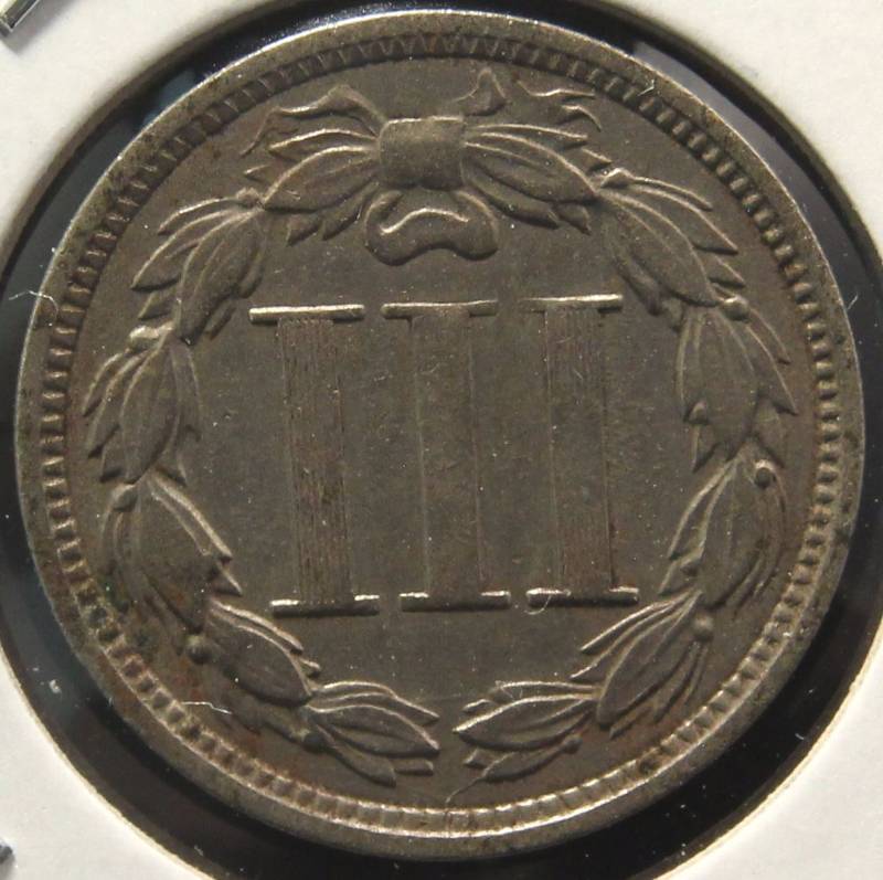 1868 THREE CENT NICKEL VF
