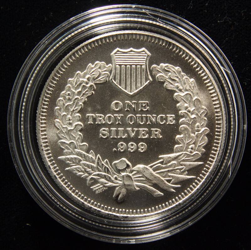 1 TROY OZ. .999 FINE SILVER ROUND INDIAN CENT DESIGN IN AIRTIGHT