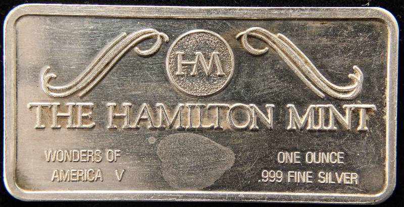 1 TROY OZ. .999 FINE SILVER BAR STONE MOUNTAIN THE HAMILTON MINT