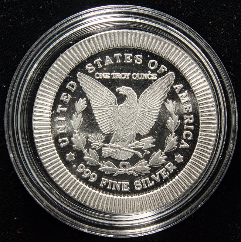 1 TROY OZ. .999 FINE SILVER STACKABLE MORGAN DOLLAR DESIGN IN AIRTITE HOLDER