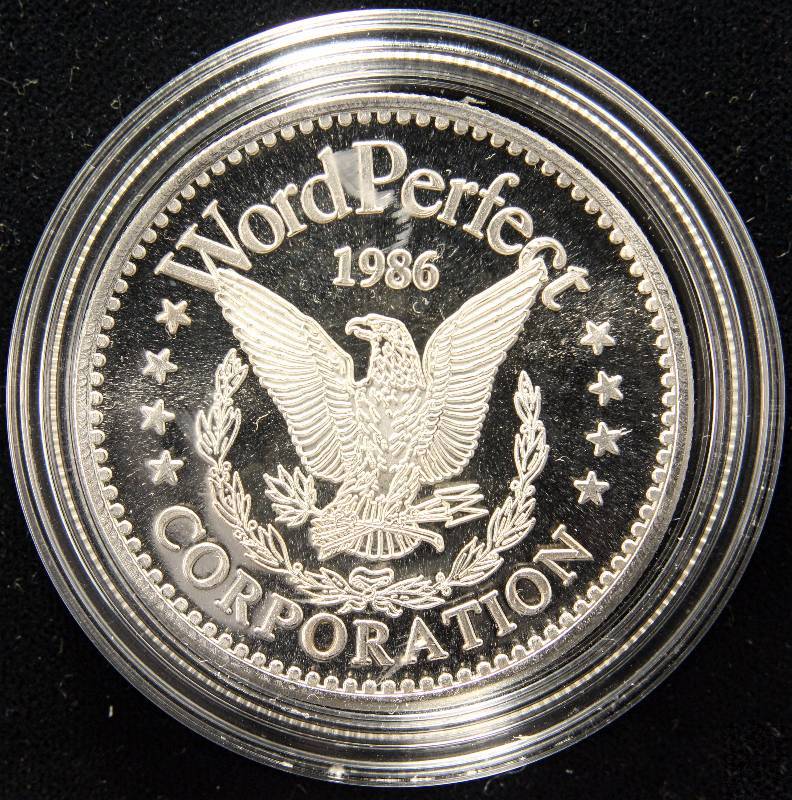 1 TROY OZ. .999 FINE SILVER 1986 WORD PERFECT CORPORATION IN AIRTITE