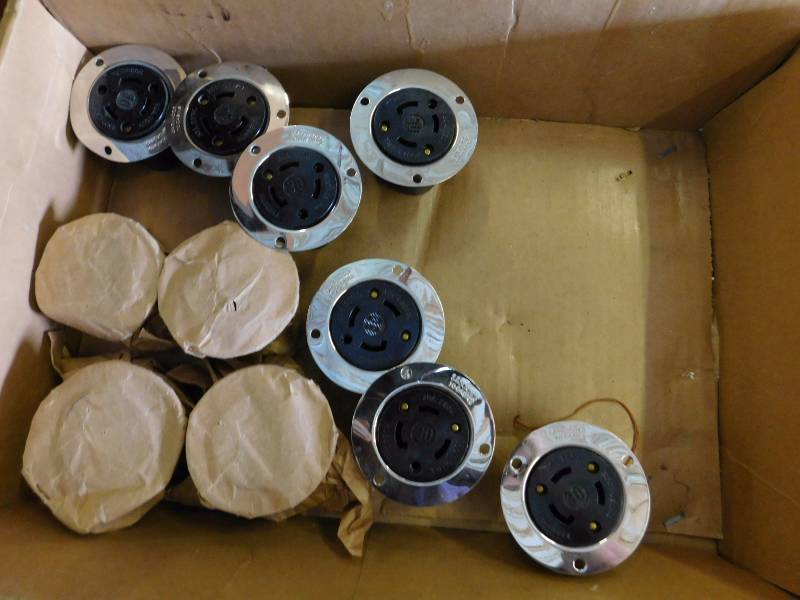 Hubbel 30amp 250volt Plug, Twist-Lock Connector Body 20amp 250volts (Qty. 8) and Electric Plates