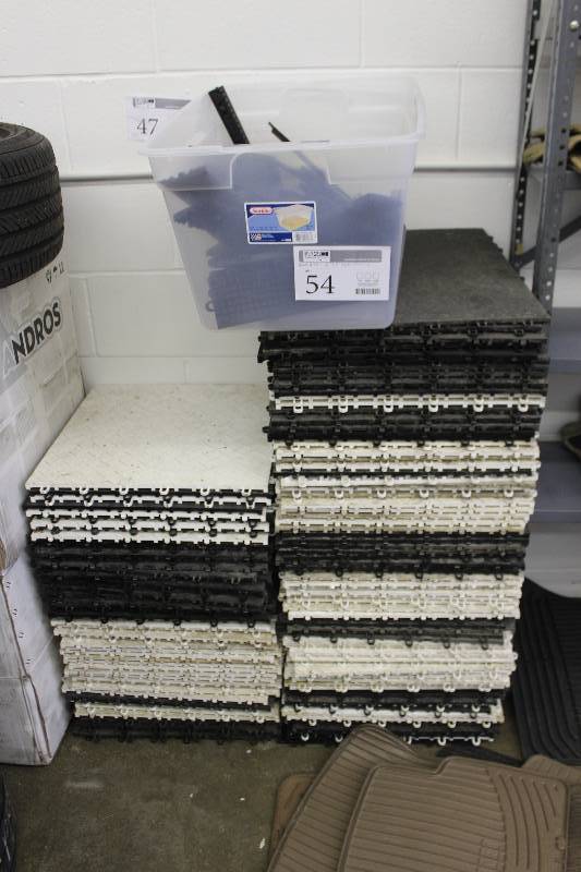 lot 54 image: Lot of (Approximately 230) 18x18in. Snap-Tite Garage Flooring w Machined Finish