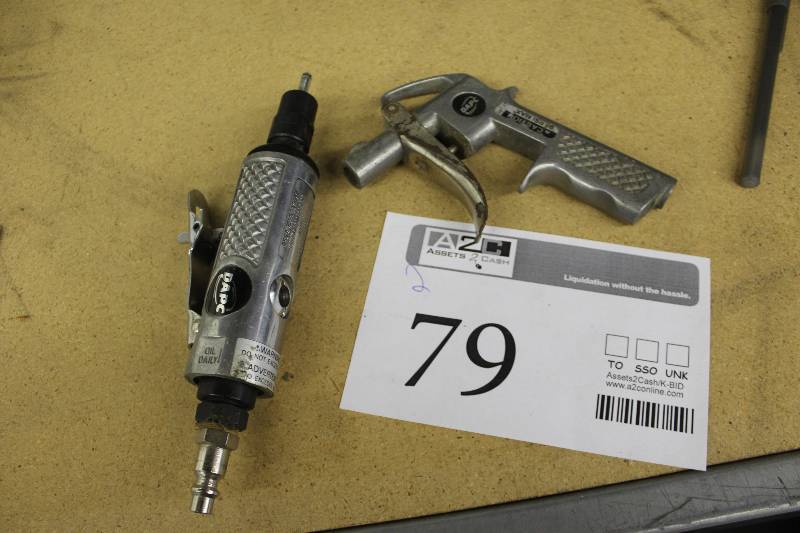 lot 79 image: Lot of (2) Air Power Tools Includes DeVibliss AT200 Die Grinder, Air Nozzle