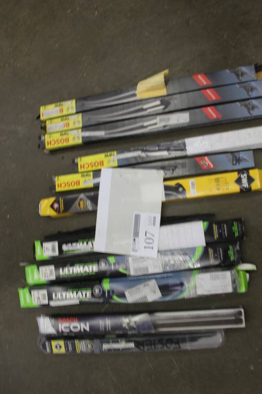 lot 107 image: Windshield Wiper Blade Replacements Includes Bosch, Valeo, SWF, And More