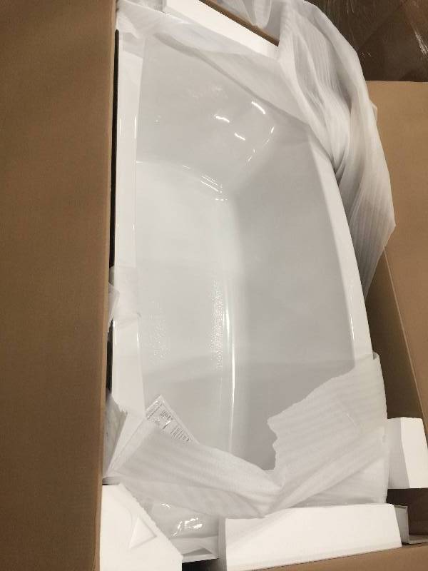 lot 1 image: American Standard Ovation 5 ft. Left Hand Drain Bathtub in Arctic White open box never used