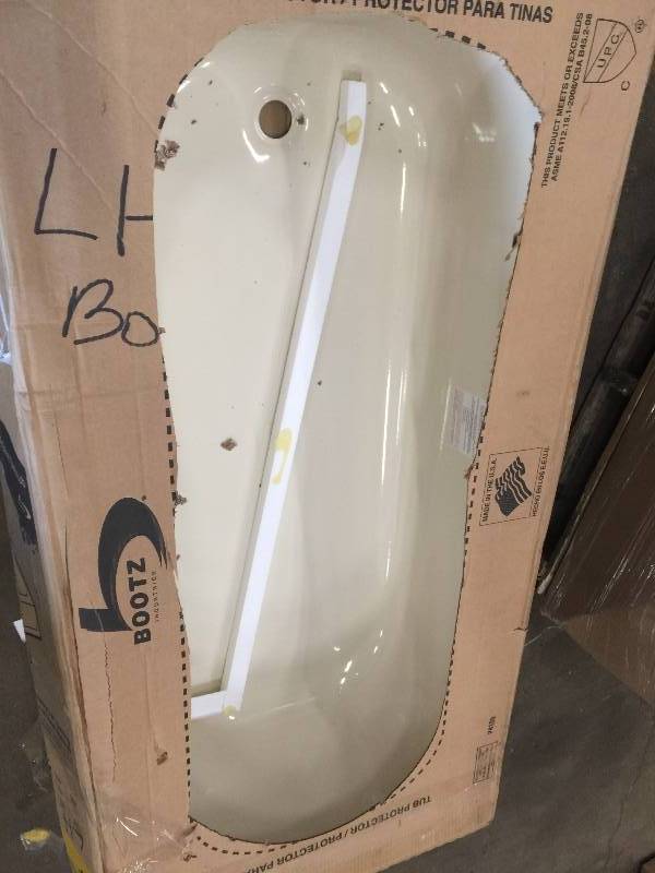 lot 8 image: Bootz Industries Aloha 5 ft. Left-Hand Drain Soaking Tub in Bone Model#  011-2365-06 open box never used