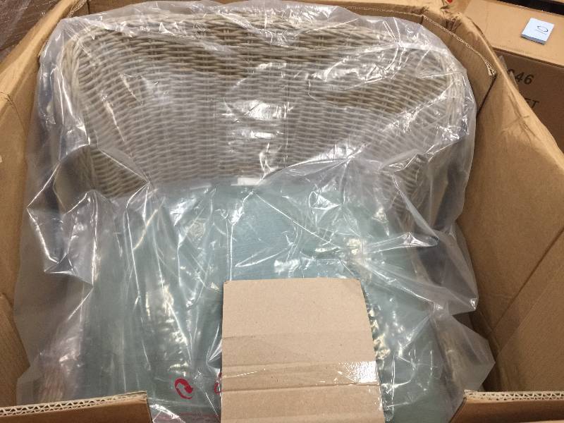 lot 10 image: Hampton Bay Lemon Grove Stationary Wicker Outdoor Dining Chair with Surplus Cushion (2-Pack) Model#  D11230-D open box never used