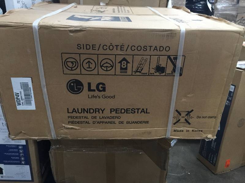 lot 16 image: LG Electronics 27 in. Laundry Pedestal with Storage Drawer in Graphite Steel open box never used