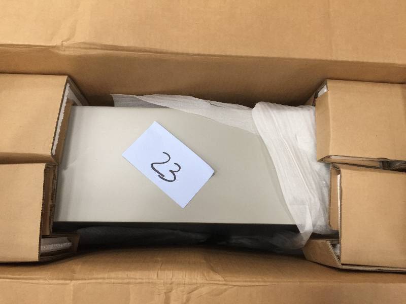 lot 23 image: Foremost Ashburn 23-12 in. W x 28 in. H x 7-88100 in. D Bathroom Storage Wall Cabinet in Grey open box never used