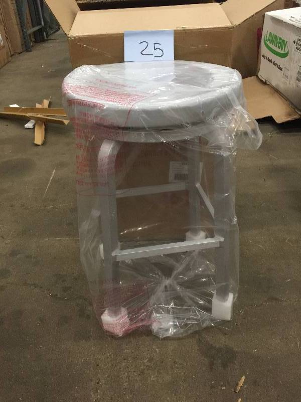 lot 25 image: Home Decorators Collection Melanie 30 in. Brushed Aluminum Swivel Bar Stool open box never used