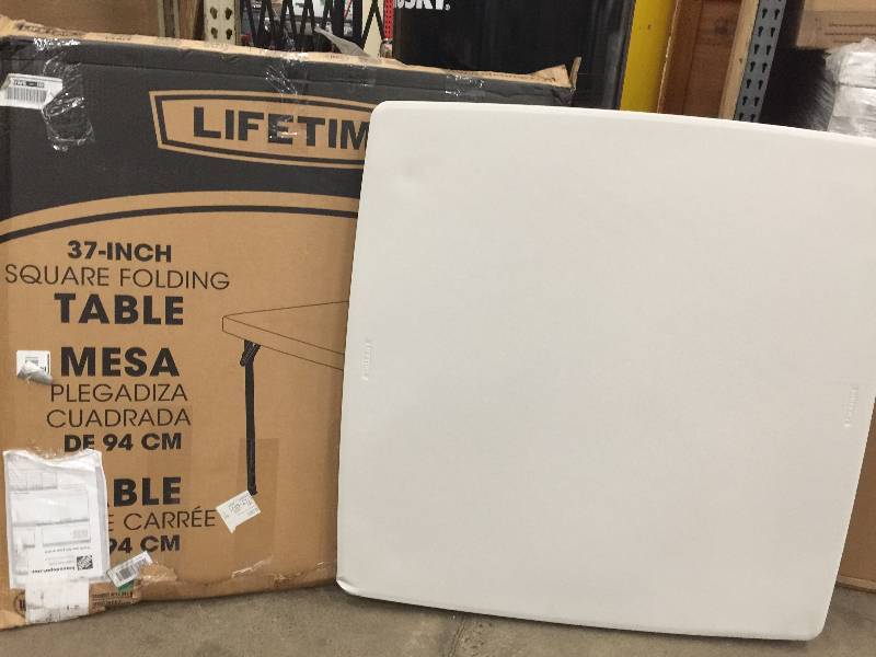 lot 43 image: Lifetime 37 in. x 37 in. Almond Square Card Table Model#  22301
