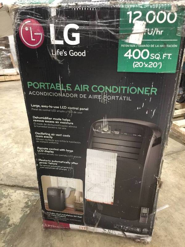 lot 52 image: LG Electronics 12,000 BTU Portable Air Conditioner and Dehumidifier Function with Remote in Gray open box never used