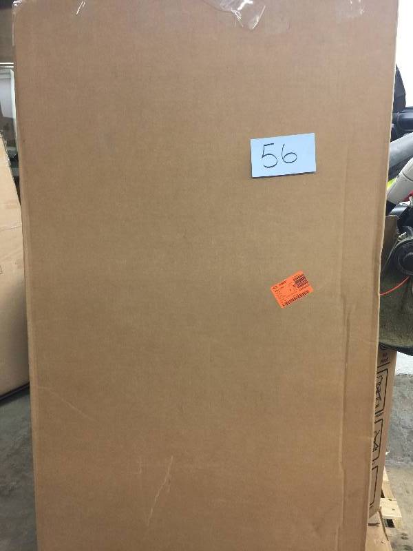 lot 56 image: Swan 30 in. x 60 in. x 57 in. 5-Piece Easy Up Adhesive Tub Wall in White open box never used