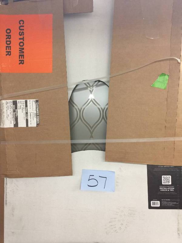 lot 57 image: Delta 48 in. Sliding Shower Door Glass Panels in Ojo (1-Pair) New