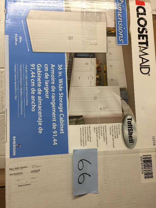 lot 66 image: ClosetMaid 36 in. Laminated 2-Door Raised Panel Storage Cabinet in White