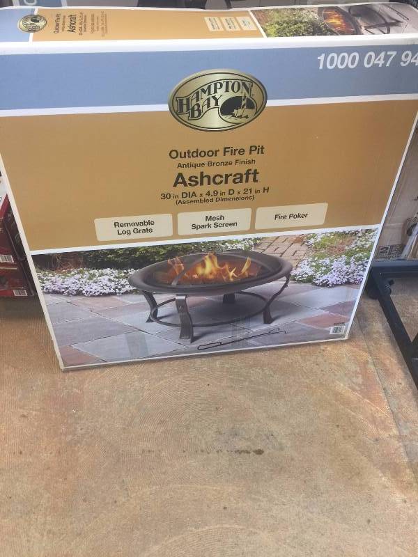 lot 76 image: Hampton Bay Ashcraft 30 in. Steel Round Fire pit New