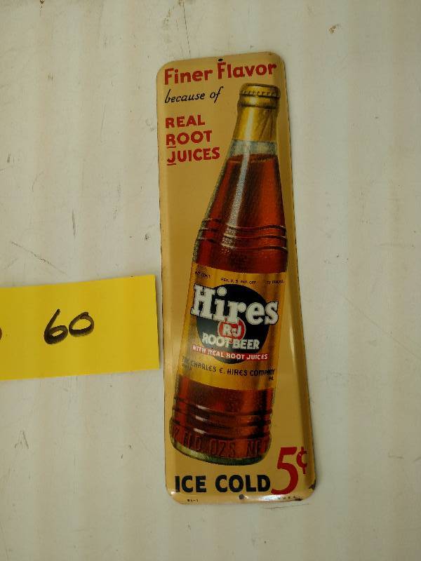 lot 60 image: Vintage Hires Rootbeer Tin Sign