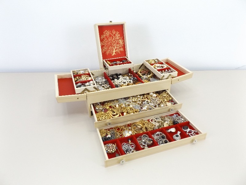 lot 2 image: PACKED Jewelry Box of HIGH END Designer Signed Costume Jewelry