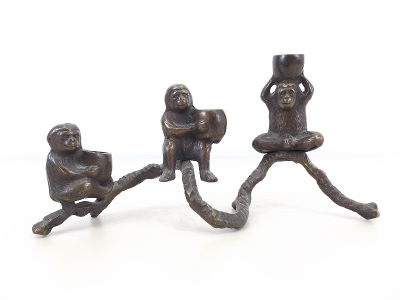 lot 17 image: Bronze Monkey Candle Holder