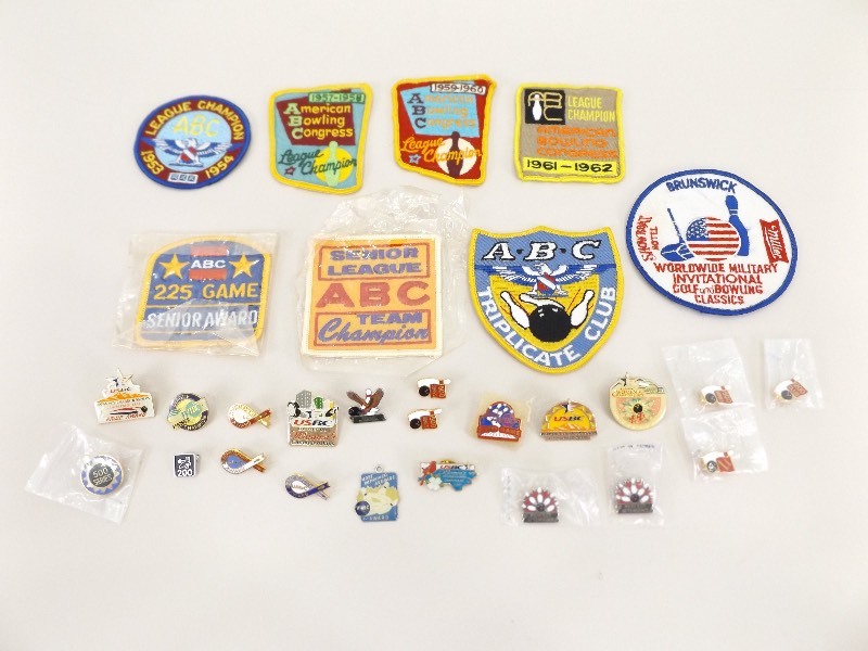 lot 41 image: Lot of 1950-60s and Modern Bowling Patches, and Pins