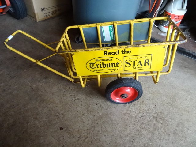 lot 4 image: One Of A Kind Miniature Paper Boy Cart.
