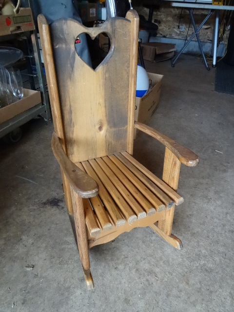 lot 5 image: Vintage Wood Childrens Rocking Chair