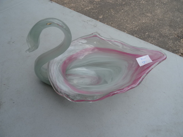 lot 26 image: Glass Swan Dish. Multicolor Glass
