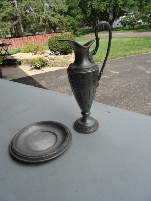 lot 35 image: Pewter Pitcher With Saucer.