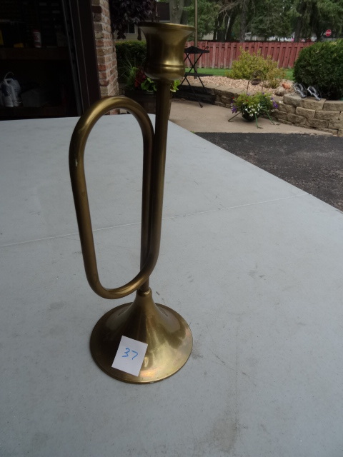 lot 37 image: Brass Trumpet Candle Holder