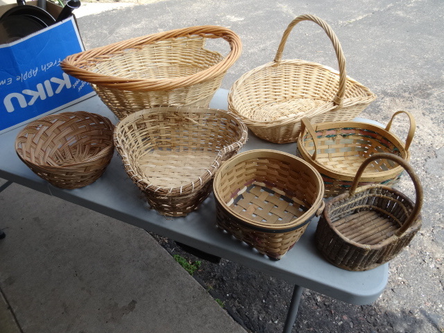 lot 55 image: Misc Pots and Pans and Wicker Baskets