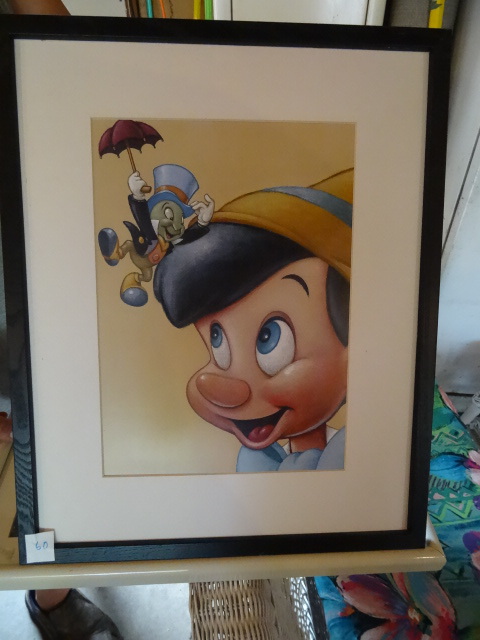 lot 60 image: Pinocchio Print, 17 X 21 Bathroom Puzzle Art