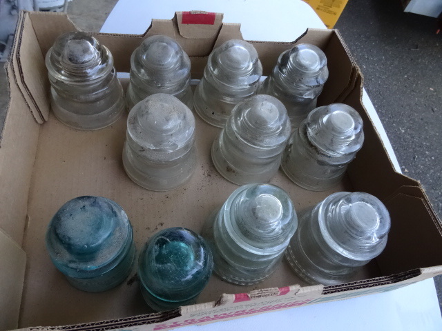 lot 127 image: Vintage Glass Telephone Pole Insulators