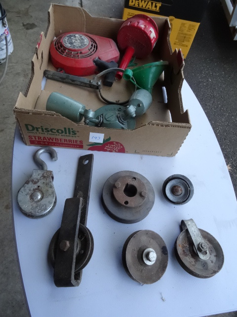 lot 143 image: Pulleys, Funnel, Electrical and More